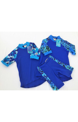 Sale Children Royal / Hyper Children Sun Protective 1 Short Sleeve Shirt and Shorts (Image pattern different)