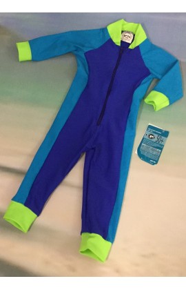 Children Stinger Suit - Royal Body / Turquoise Sleeves & Sides / Lime Trim