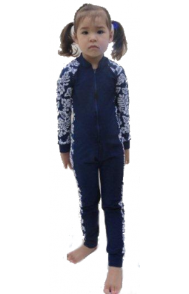 Baby Stinger Suit - Navy Body / Hibiscus Sleeves & Sides / Navy Trim (limited stock)