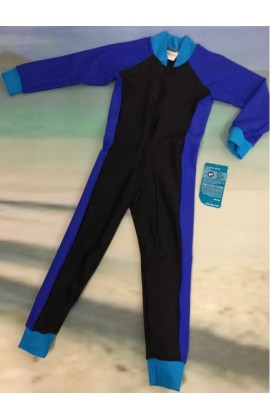 Children Stinger Suit - Black Body / Royal Sleeves & Sides / Turquoise Trim