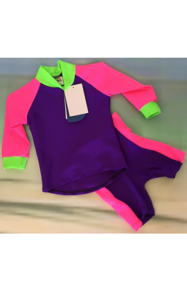 Sale Purple / Pink / Lime Baby Sun Protective Long sleeved Shirt and shorts (Size 1 - 2 years only)